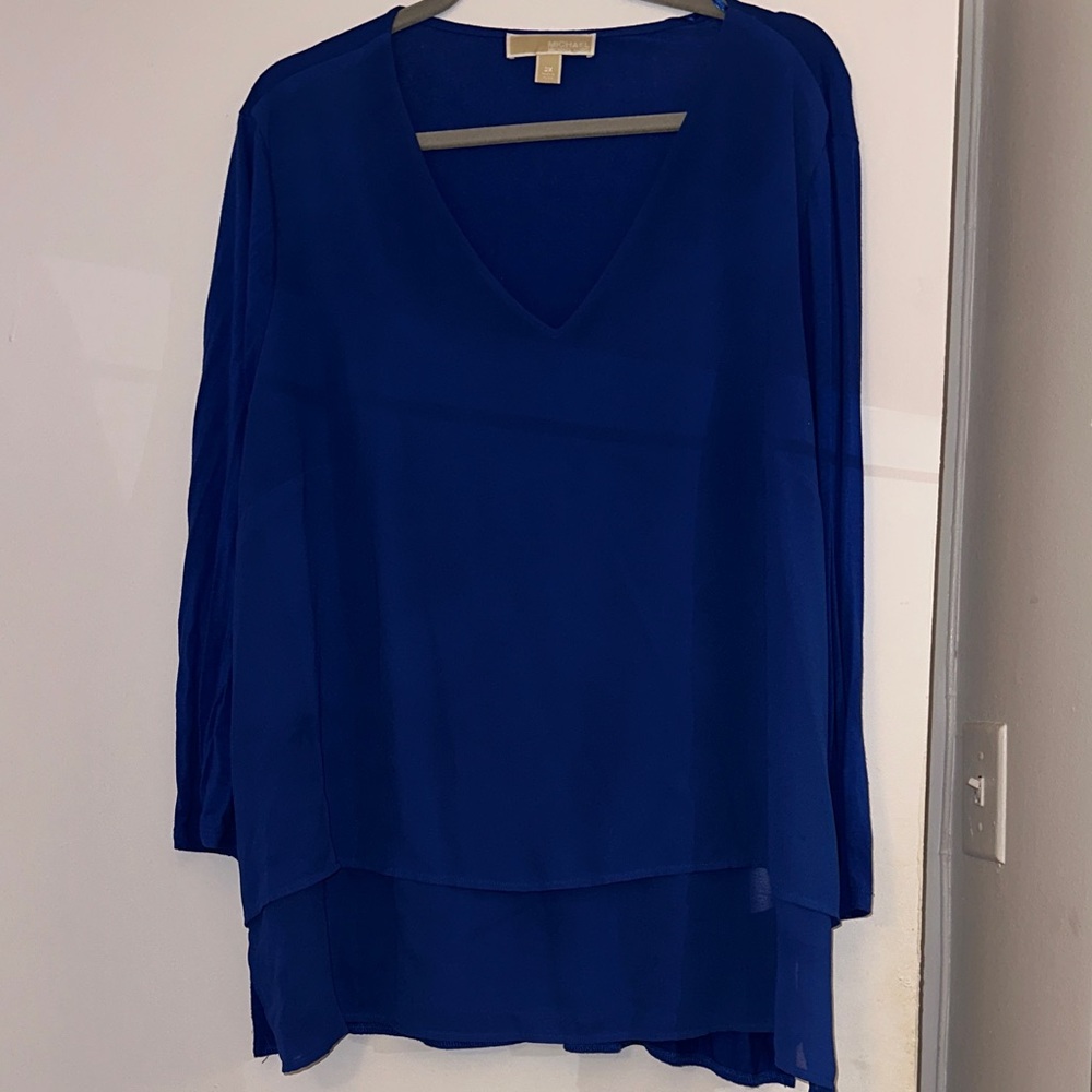 Michael Kors Deep Blue V-Neck Blouse